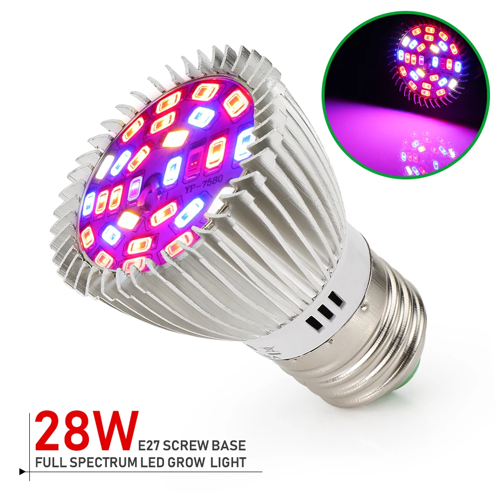 

LVJING Led Grow Light Phyto Hydroponic Growth E27 Bulb Full Spectrum 85-265V UV IR Lamp Plants Flower Seedling Fitolamp