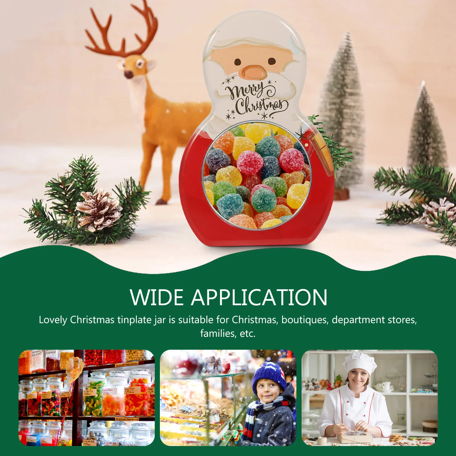 

Creative Christmas Candy Box Tinplate Durable Sweets Container Portable Storage Case for Party Treats Biscuits