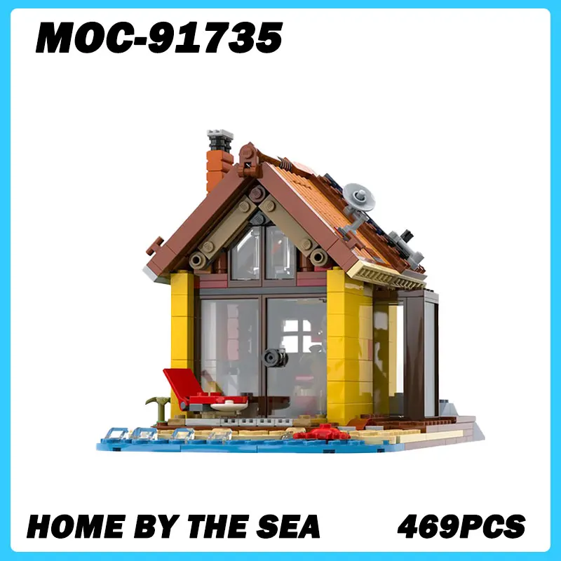

MOC-91735 Street View Series Home By The Sea Building Blocks, DIY Model, Assemble Bricks, Puzzle Toys for Children, Xmas Gift