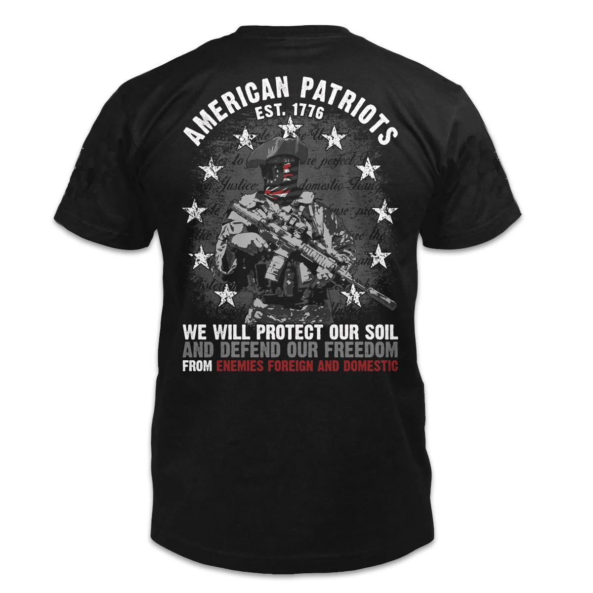 Modern Soldier Defend Declaration of Independence American Patriots T-Shirt. Summer Cotton Short Sleeve O-Neck Mens T Shirt New