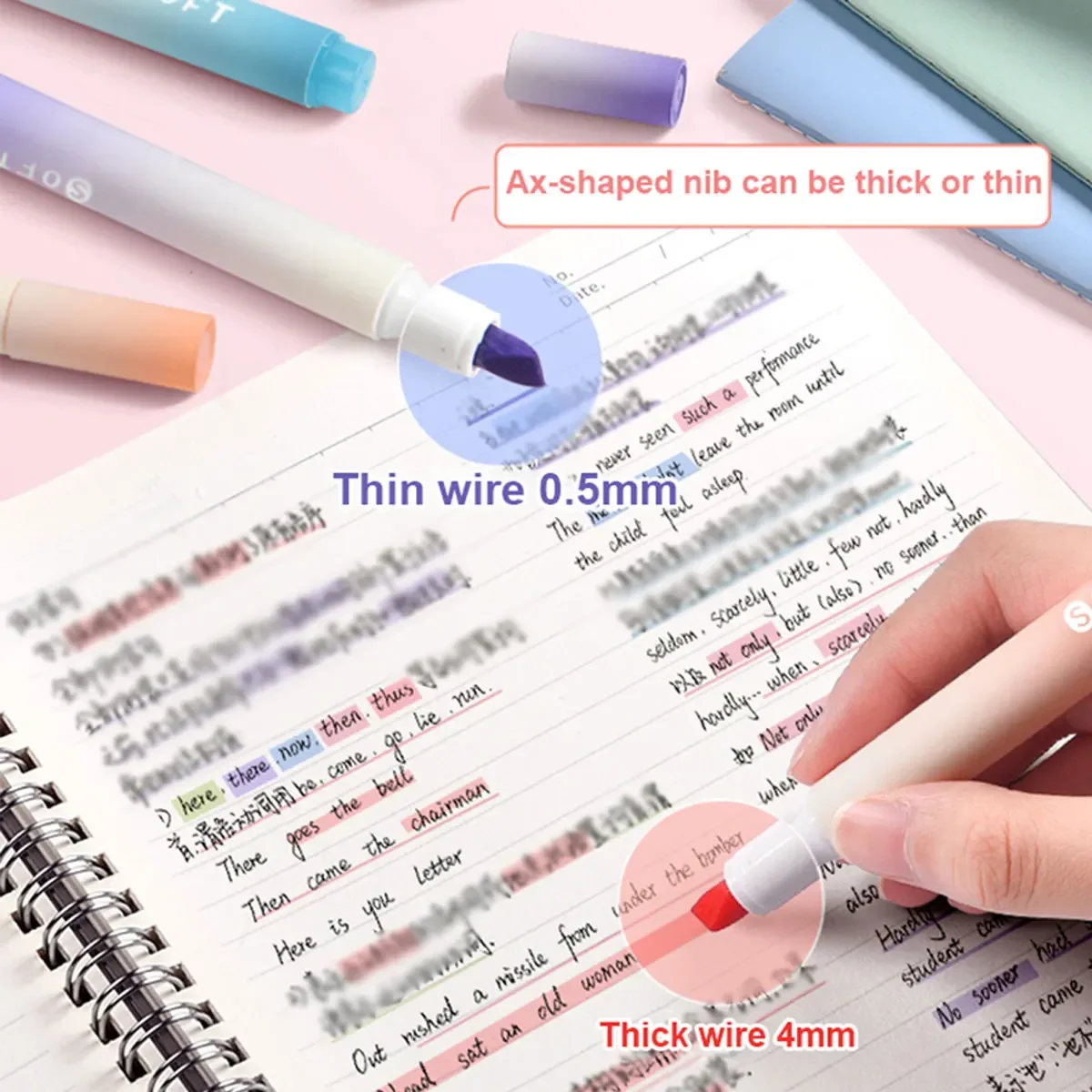 4pcs/set Highlighters Pastel Pen Set Colored Markers Colors Kawaii Cute for Kids Stationery Aesthetic Office School Supplies