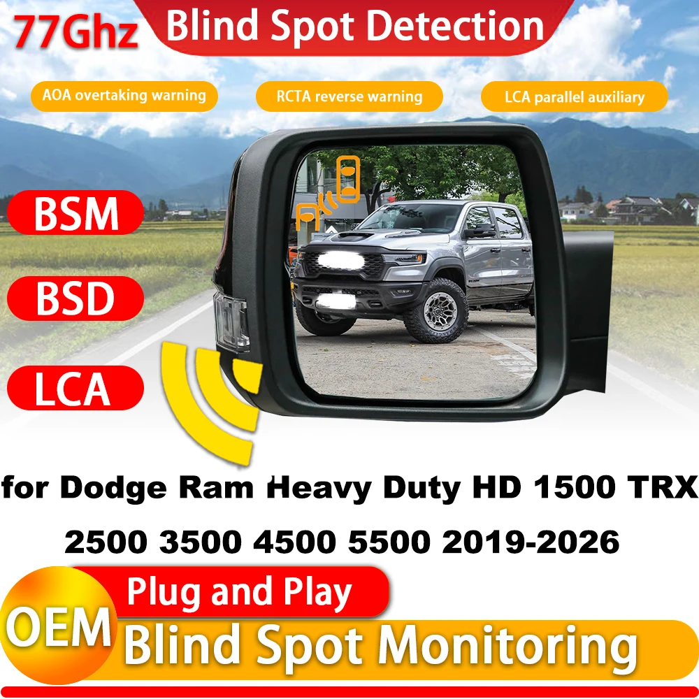for Dodge Ram Heavy Duty HD 1500 TRX 2500 3500 4500 5500 2019-2026 Blind Spot Assist Monitor Monitoring Detection BSM BSD System