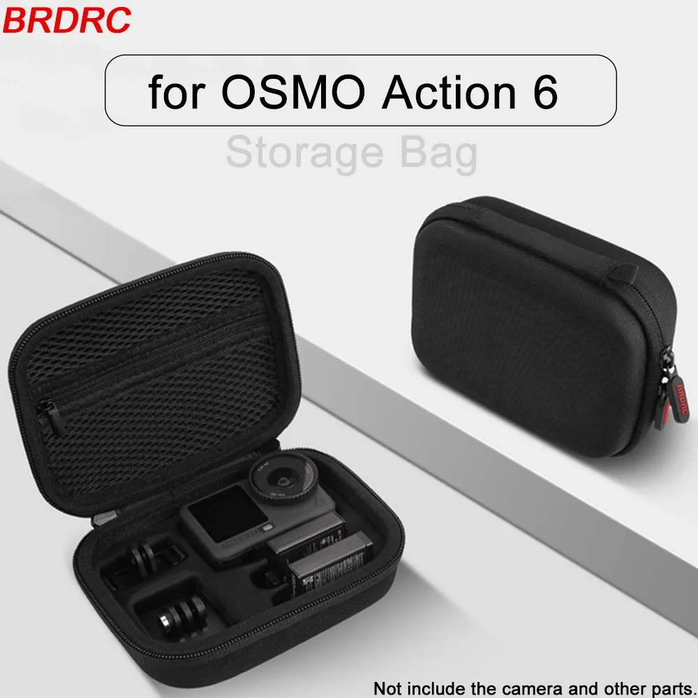 BRDRC Storage Bag for OSMO Action 6 Protective Case Shockproof Protable Handbag Action Camera Bag Zipper Hard Case Accessories