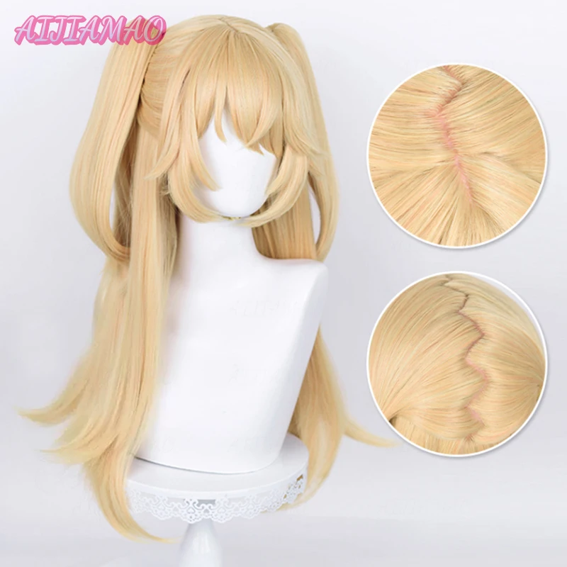 Neu! Fischl cosplay perücke fischl perücke lang 65cm goldenes haar hitze beständige synthetische party cosplay anime perücken