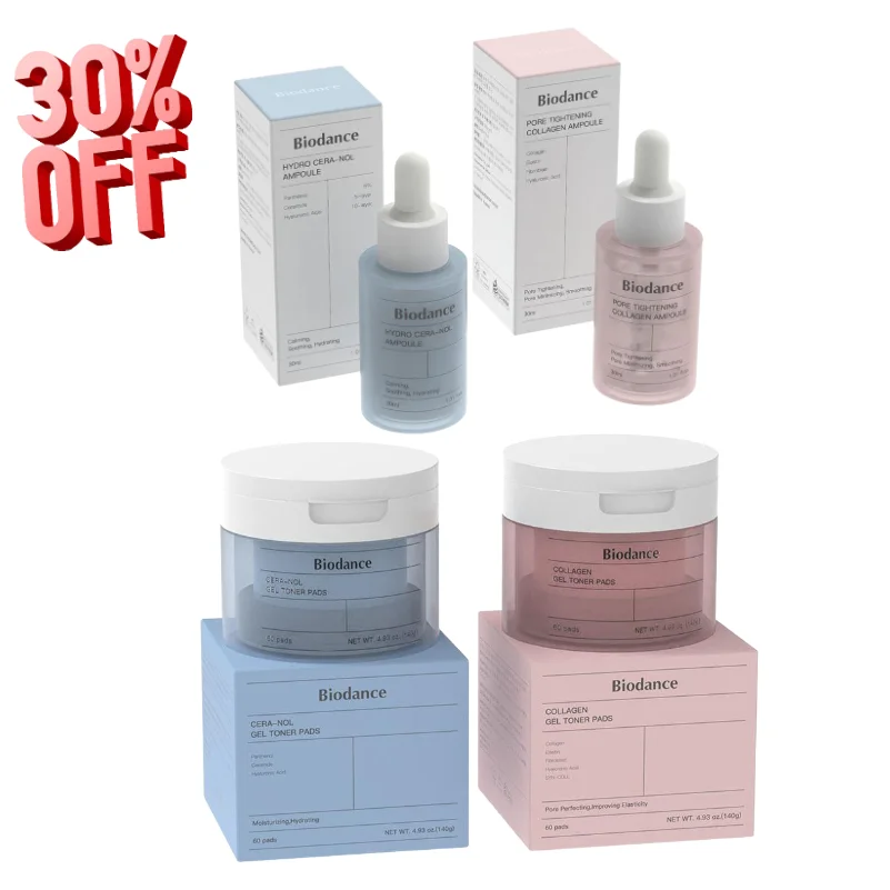 

Biodance Korean Skincare Set Collagen Toner Pads & Ampoule, Hydrating & Calming, Tightens Pores & Firms Skin, For All Skin Types