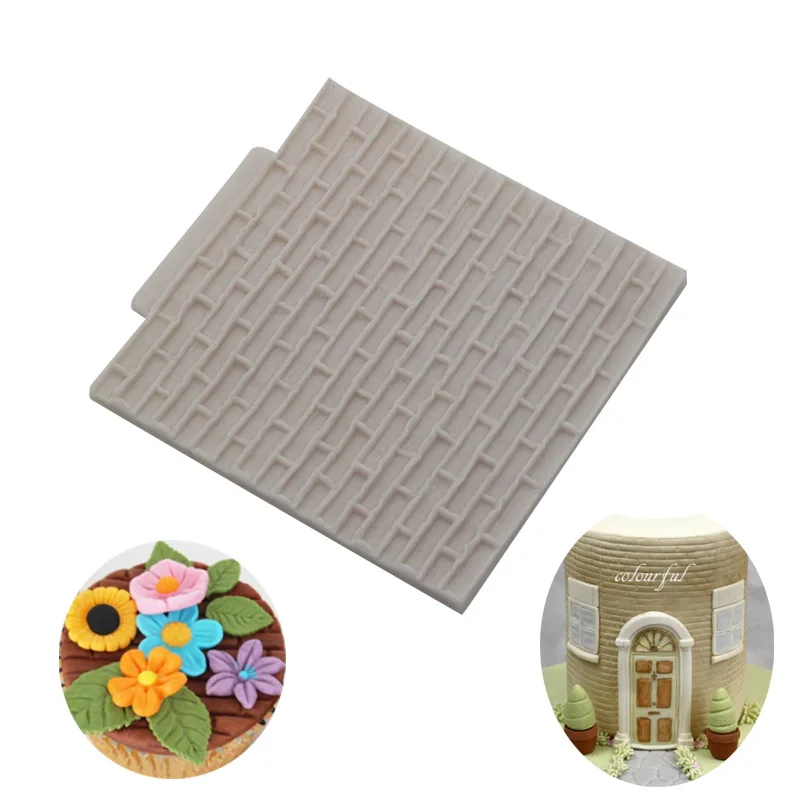 Wall Bricks Silicone Molds Tree Grain Stone Texture Vintage Baroque Embossed Polymer Clay Mould Plaster Birthday Cake Deco Tools