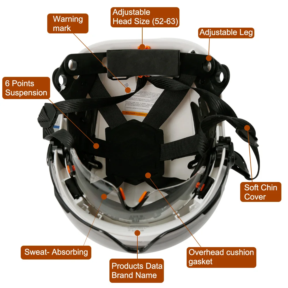 CE Construction Safety Helmet with Double Goggles Face Towel for Engineer Hard Hat ABS ANSI Industrial Safety Cap Head Protectio