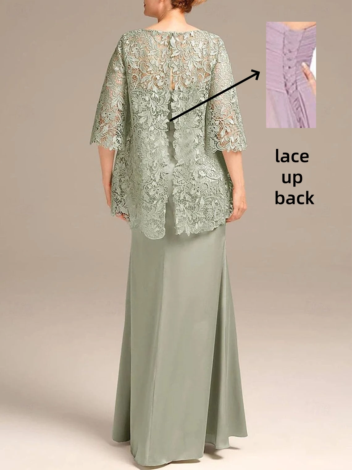 2 Pieces Mother of The Bride Dresses with Lace Jacket Mermaid Satin Long Mothers of The Groom Dress for Women