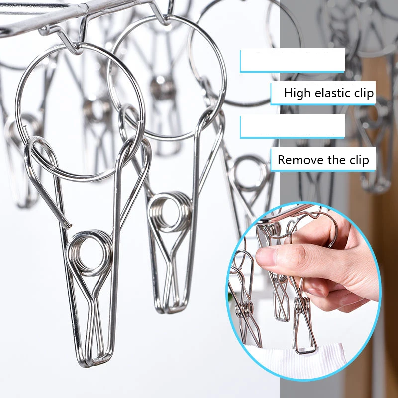 Stainless Steel Windproof Clips Clothespin Laundry Hanger Clothesline Sock Towel Bra Drying Rack Clothes Peg Hook Airer Dryer