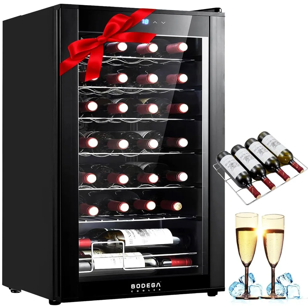 

COOLER 28 Bottle Compressor Wine Cooler for Home and Kitchen, Freestanding Mini Fridge with Digital Touchscreen, Customized