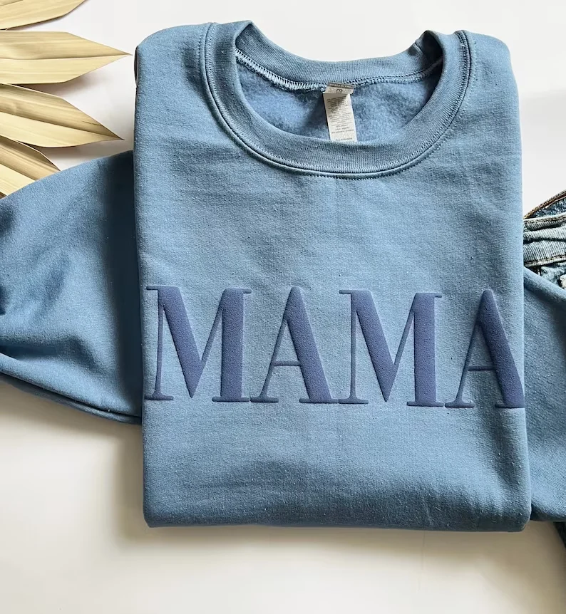 Mama Sweatshirt Pink Mama Girl Mom Sweatshirt Puff Print Gift for Her Pregnancy Reveal Mom Shirt Mother\'s Day Gift