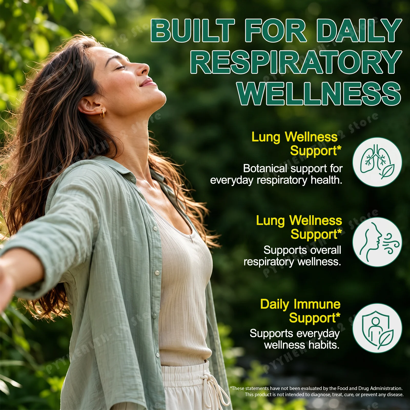 Mullein Leaf Liquid Drops with Chlorophyll for Lung Wellness, Respiratory & Daily Immune Support, 30:1 Concentrated Extract,60ml