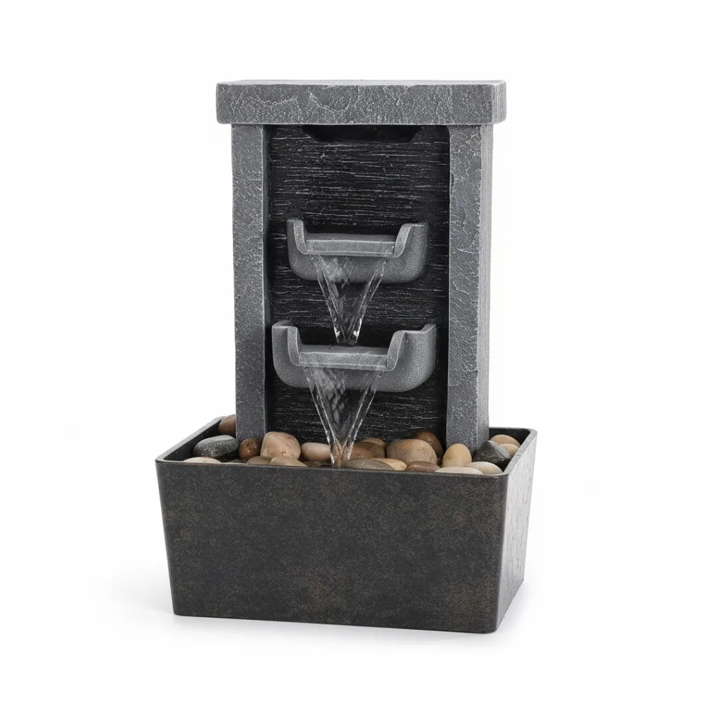 

Indoor Waterfall Fountain with LED Lighting - 10.3" Tabletop Fountain for Home Office Relaxation