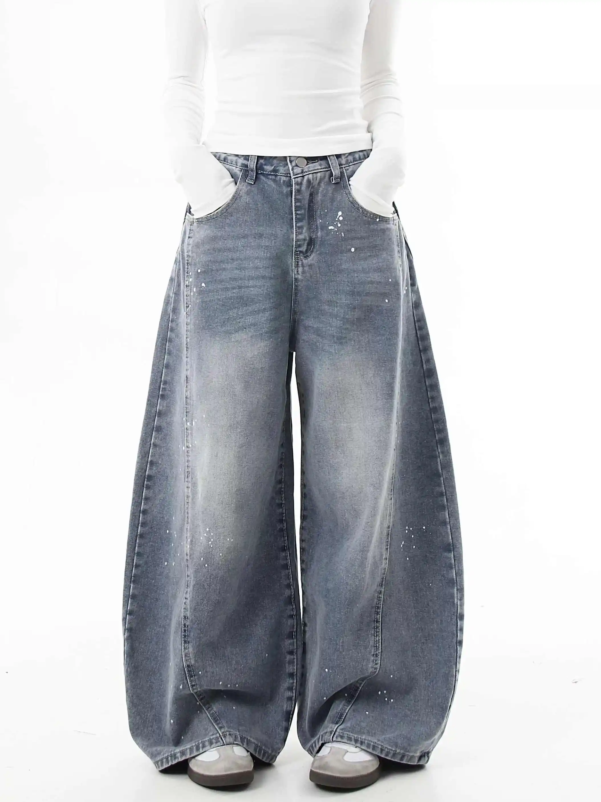 

Women Blue Y2k Baggy Boyfriend Jeans Harajuku Vintage Wide Leg Denim Trousers Japanese 2000s Style Jeans Pants Oversize Clothes