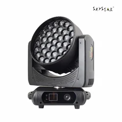 37Pcs 15W LED Lamp Beads Zoom RGBW 4 in1 Moving Head Light with Infinite Color Mixing Wash Effect  Light Stage  (Carton Packing)