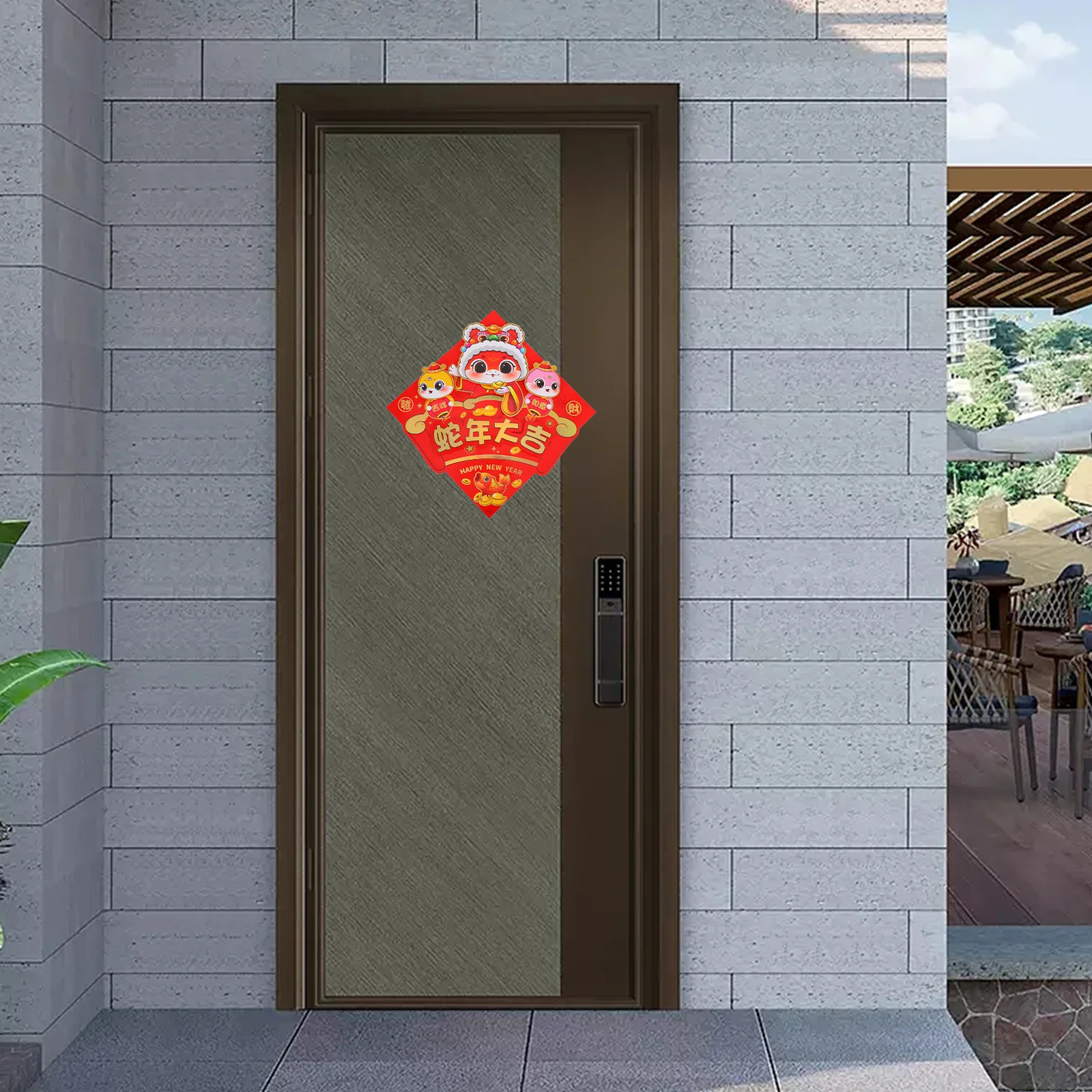 

3D Fu Character Door Sticker Cartoon Year Of The Snake Design For Spring Festival Decor Wall Window Furniture Chinese New Year