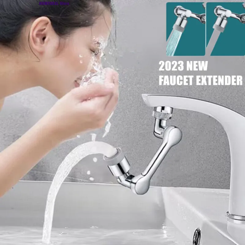 New 1080° Universal Rotation Faucet Bubbler Sprayer Head for Washbasin Kitchen Robot Arm Dual Mode Faucet Extender Water Nozzle