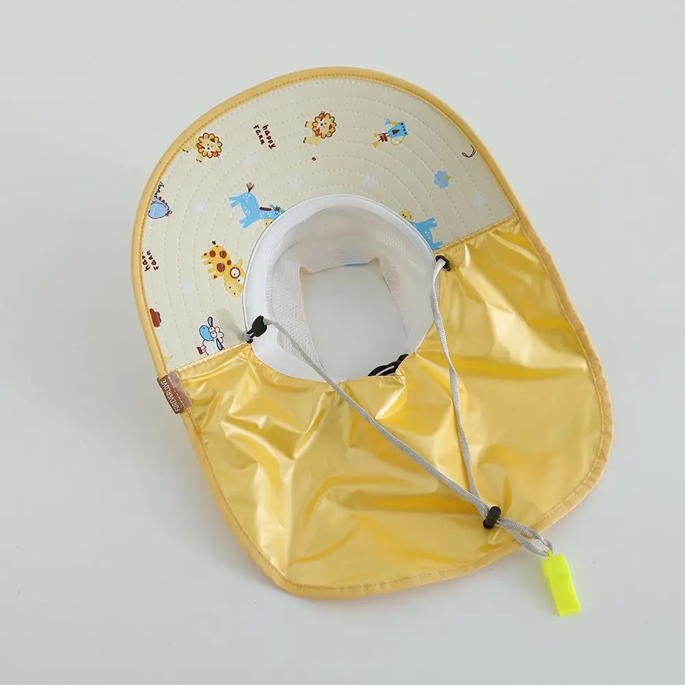 قبعة دلو مطبوعة برسوم كرتونية لطيفة، قبعة شمسية فارغة قابلة للتنفس مع صافرة للحماية من الأشعة فوق البنفسجية، قبعة شال للشاطئ #4