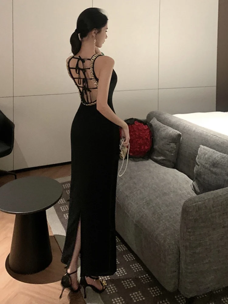 SMTHMA di Alta Qualità di Nuovo Modo Luce di Lusso In Rilievo O-Collo del Vestito delle Donne di Abbigliamento Temperamento Socialite Partito Abiti Lunghi