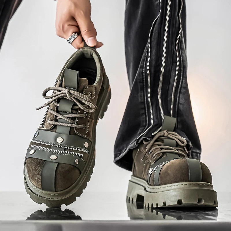 أحذية رجالية عالية الجودة مصمم أزياء الشارع نمط الجلد المدبوغ أحذية رجالي الاتجاه في الهواء الطلق أحذية رياضية رجالية عادية Zapatillas Hombre #5