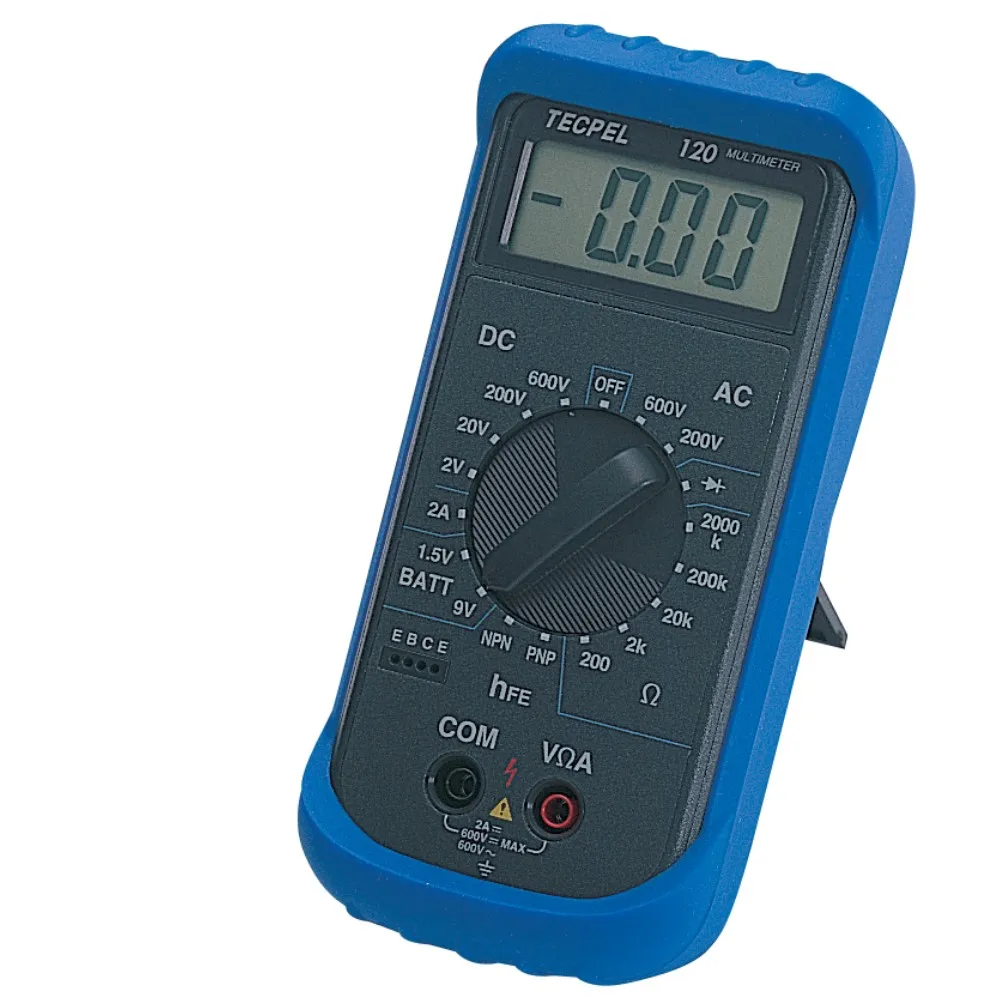 TECPEL DMM-120 Low Cost Digital Multimeter 600V DC/AC 2A DC 2M Resistance 2000 Count 2000 Resistance Range 20C Operating Temp