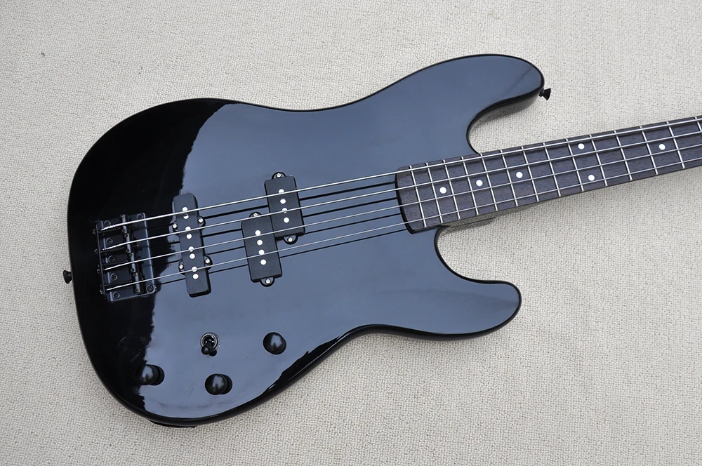 4 Strings Black Electric Bass Guitar with Rosewood 20 Frets Fretboard,Customizable