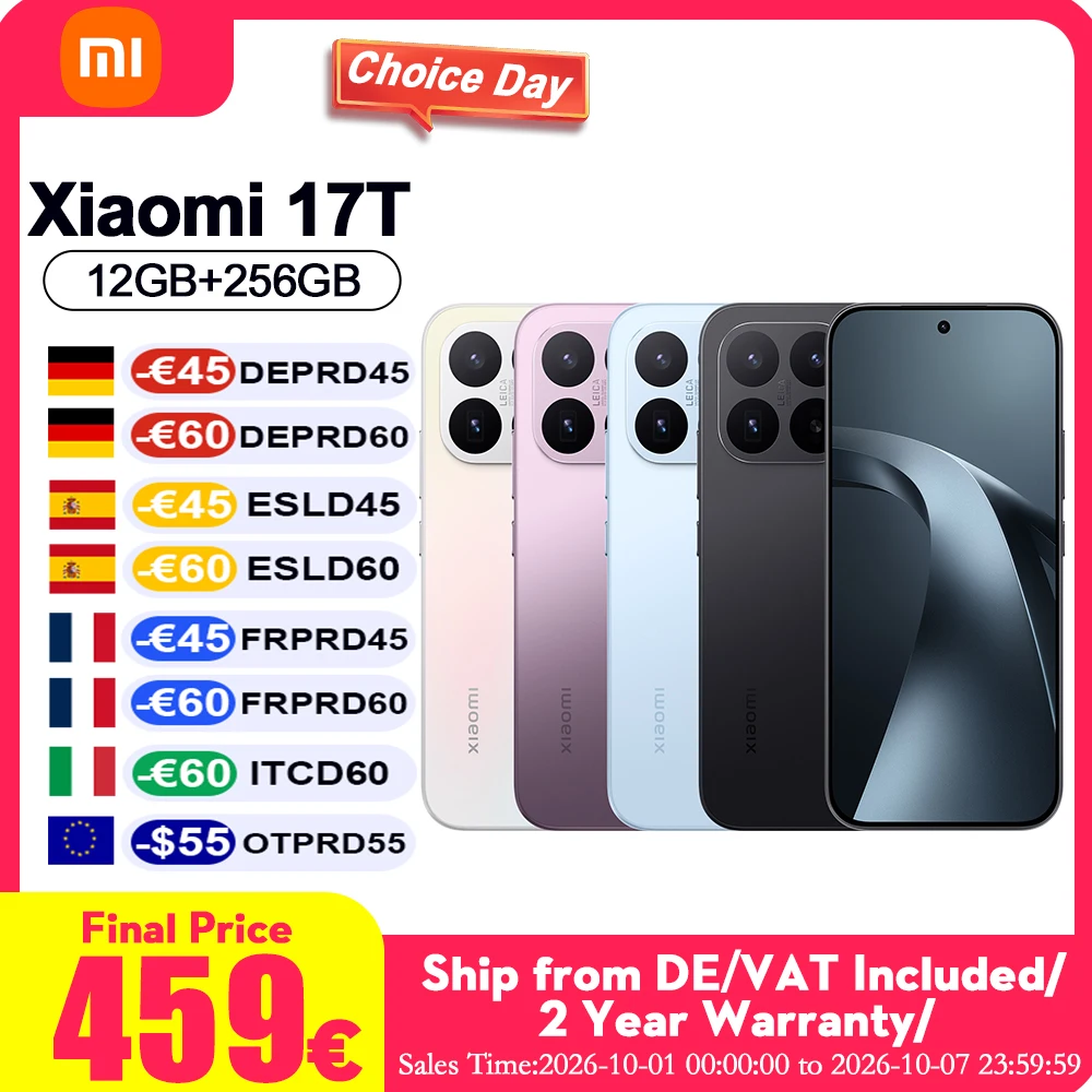 Versione Globale Xiaomi 17t Smartphone con Display Amoled HDR10 da 6,59'', Fotocamera da 50MP con Lente Leica Summilux, Batteria da 650mAh, Xiaomi Hyper AI Smartphone