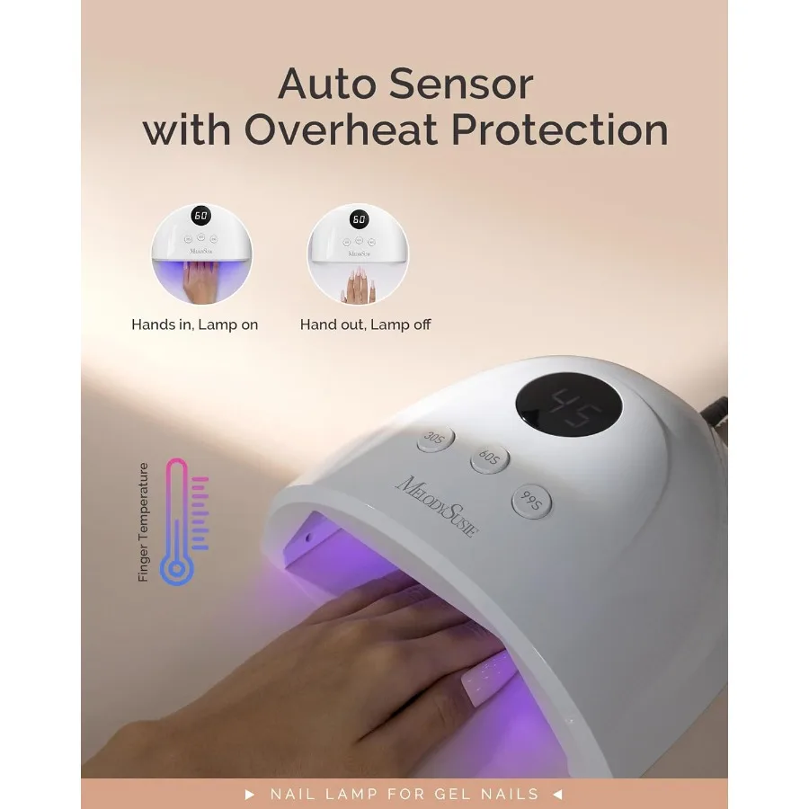 UV Nail Lamp Plus30F UV Light for Gel Nails with LED Nail Dryer Function 3 Timer Settings Smart Sensor Technology LCD Display S