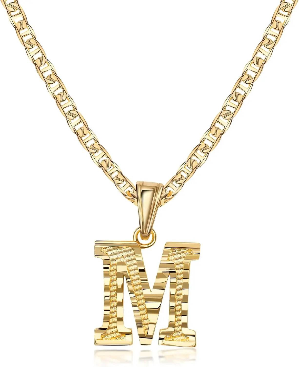 

Ожерелье Barzel с инициалом, покрытый золотом 18 карат, с инициалом, огранкой под алмаз, цепочка 18 дюймов с удлинителем 2 дюйма, водонепроницаемое, с высокоглянцевой отделкой, m