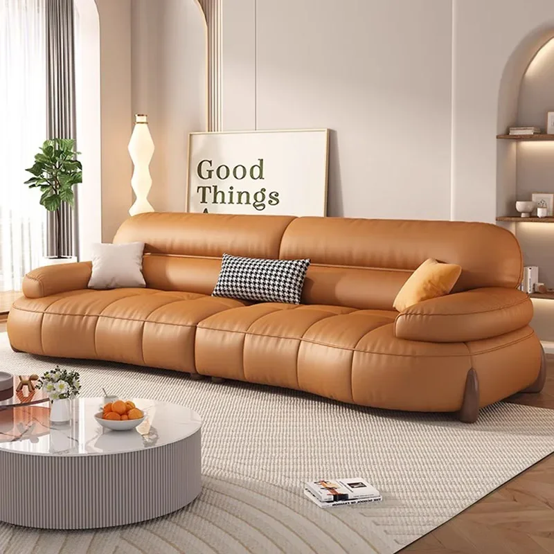 Wood Legs Leather Living Room Sofas European Ergonomic Individual Lounge Sofas Grande Sponge Mobili Per La Casa Luxury Furniture