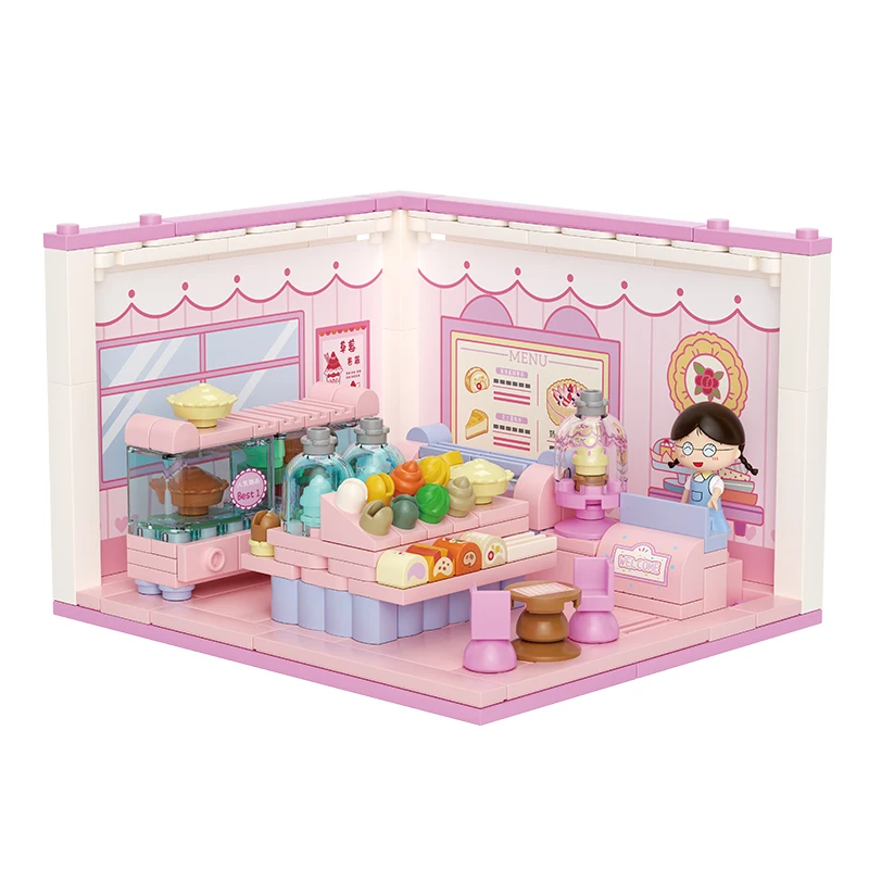 Weekit Chibi Maruko-chan Case impilate Building Blocks Set Street View Shop Modello assemblato Giocattoli per la decorazione domestica Regali di festa