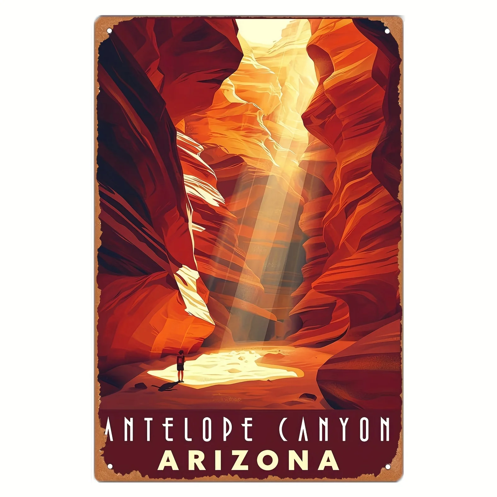2D Flat Retro Arizona Statue Canyon Metal Sign - 8
