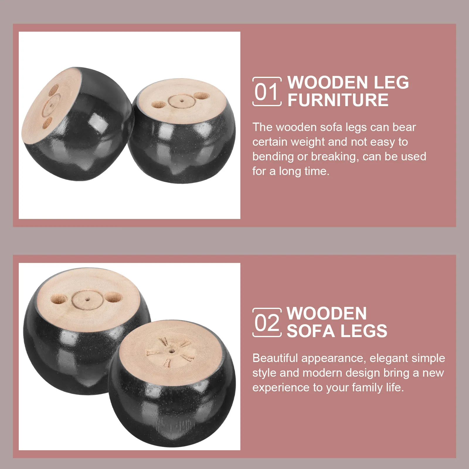 4Pcs Rustic Natural Wood Furniture Legs for Sofa Couch Cabinet Table Dresser Chair TV Stand Shelf Modern Minimalist Design