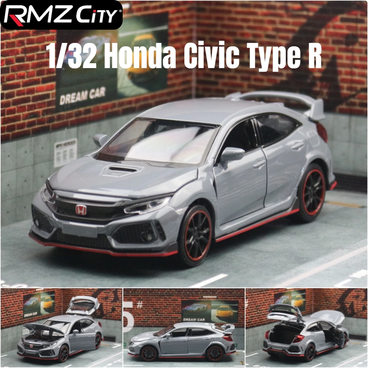 1/32 ホンダシビックタイプ R おもちゃの車子供のためのダイキャスト