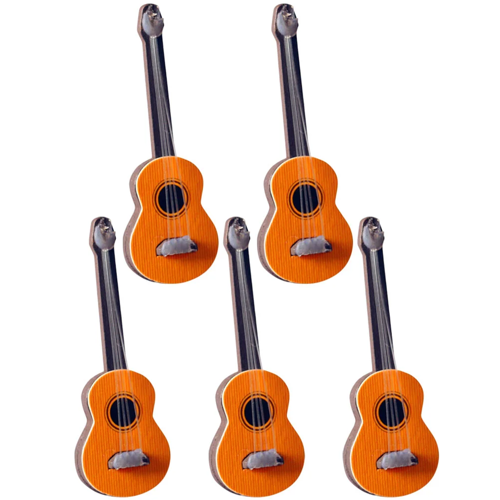 

5 Pcs Toys Musical Instruments Mini Furniture Model Creative Guitar Wooden Baby 23X07X01CM House Decoration Child