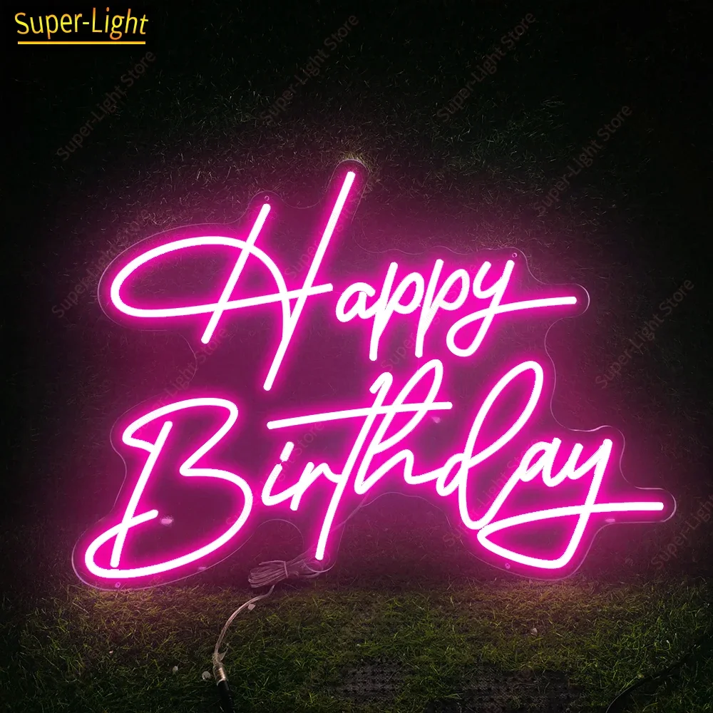 

Large Happy Birthday Sign 50X37cm LED Neon Sign Personalized Gift Party Birthday Neon Sign Wall Decor High 37cm Width 50cm
