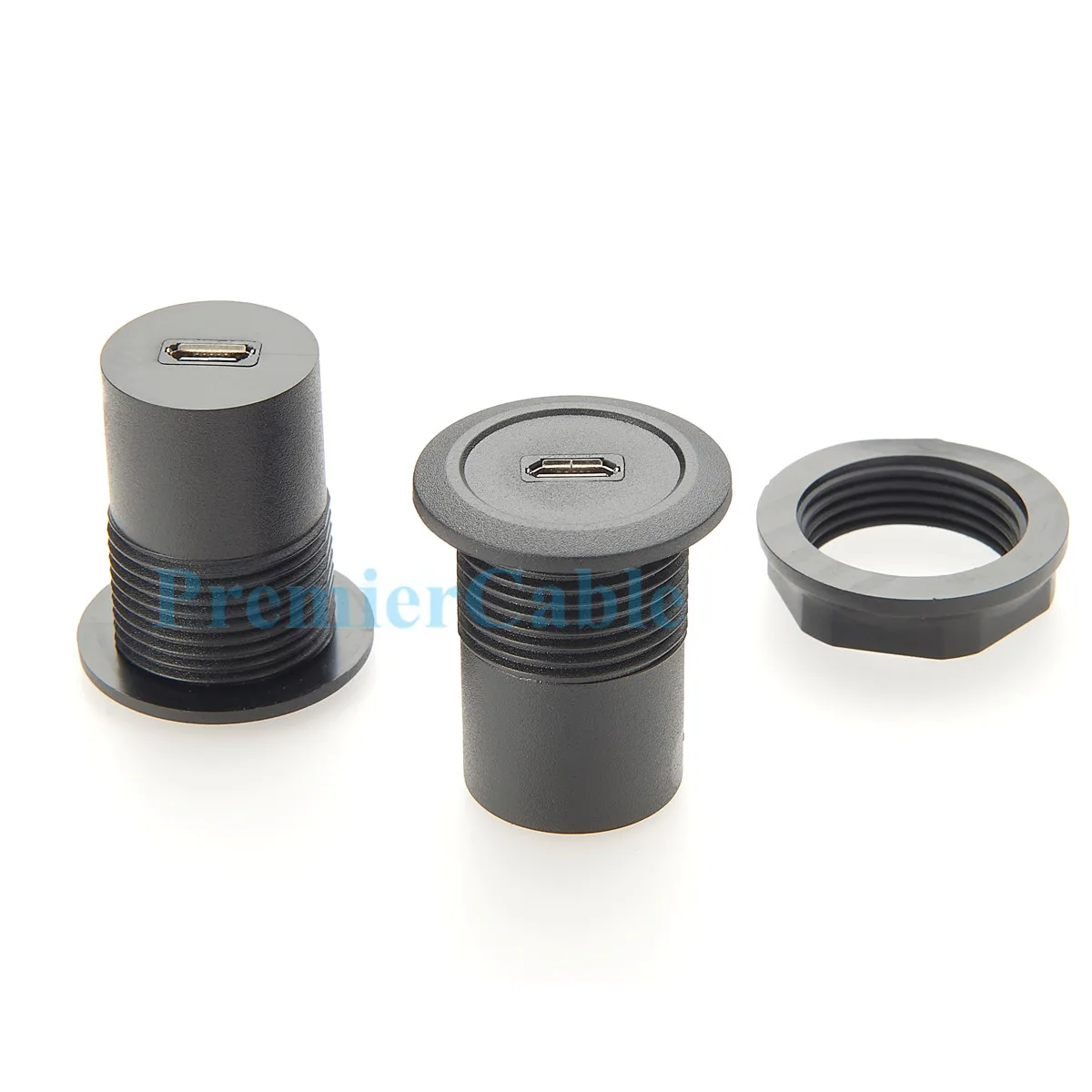 Micro USB 2.0 Female to Female Adapter Round Flush Panel Mount Bulkhead Passthrough Data & Charge Connector Socket for Car Boat