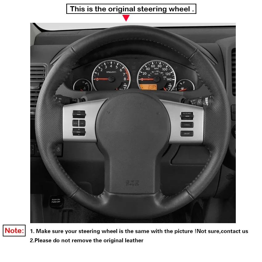 Black Faux Suede No-slip Car Steering Wheel Cover Braid for Nissan Frontier 2005-2021 Pathfinder R51 Xterra Navara D40 2005-2015