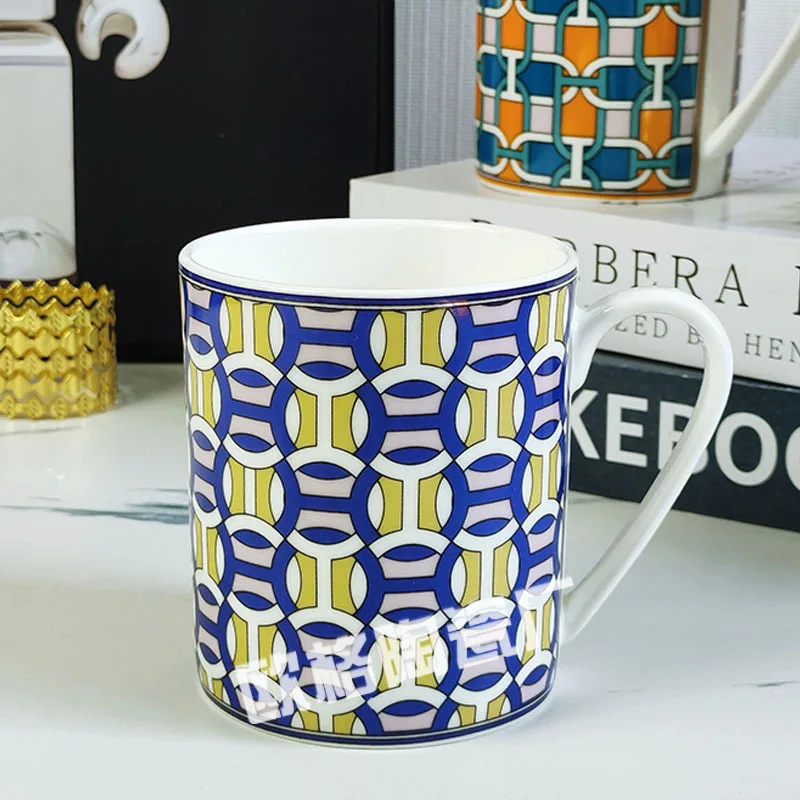 النمط الأوروبي الفاخرة الرجعية العظام الصين القدح الإفطار كوب حليب كوب دقيق الشوفان لمكتب مقهى الاستخدام اليومي أدوات المائدة الأنيقة