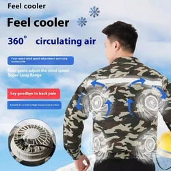 4 Fan Ice Jacket Men's Smart Usb Refrigeration Coat Air Conditioner Clothes Summer Fishing High Temperature Camouflage Work Vest