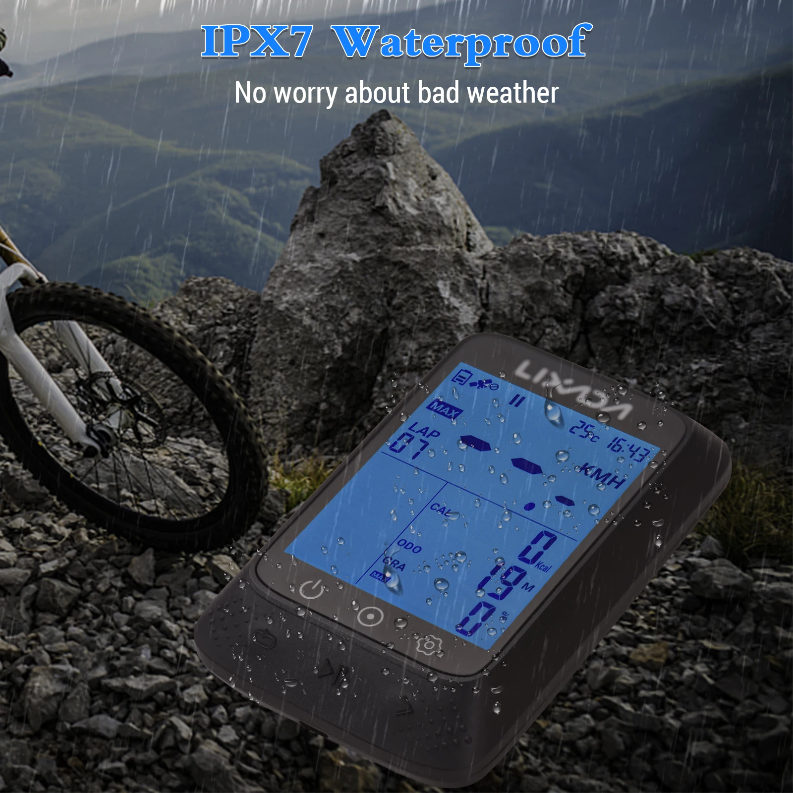 Bike Computer GPS Wireless Waterproof ANT+ Sensor & BT 2.3in Altitude Gradient Heart rate Compatible Strava APP Bicycle Computer