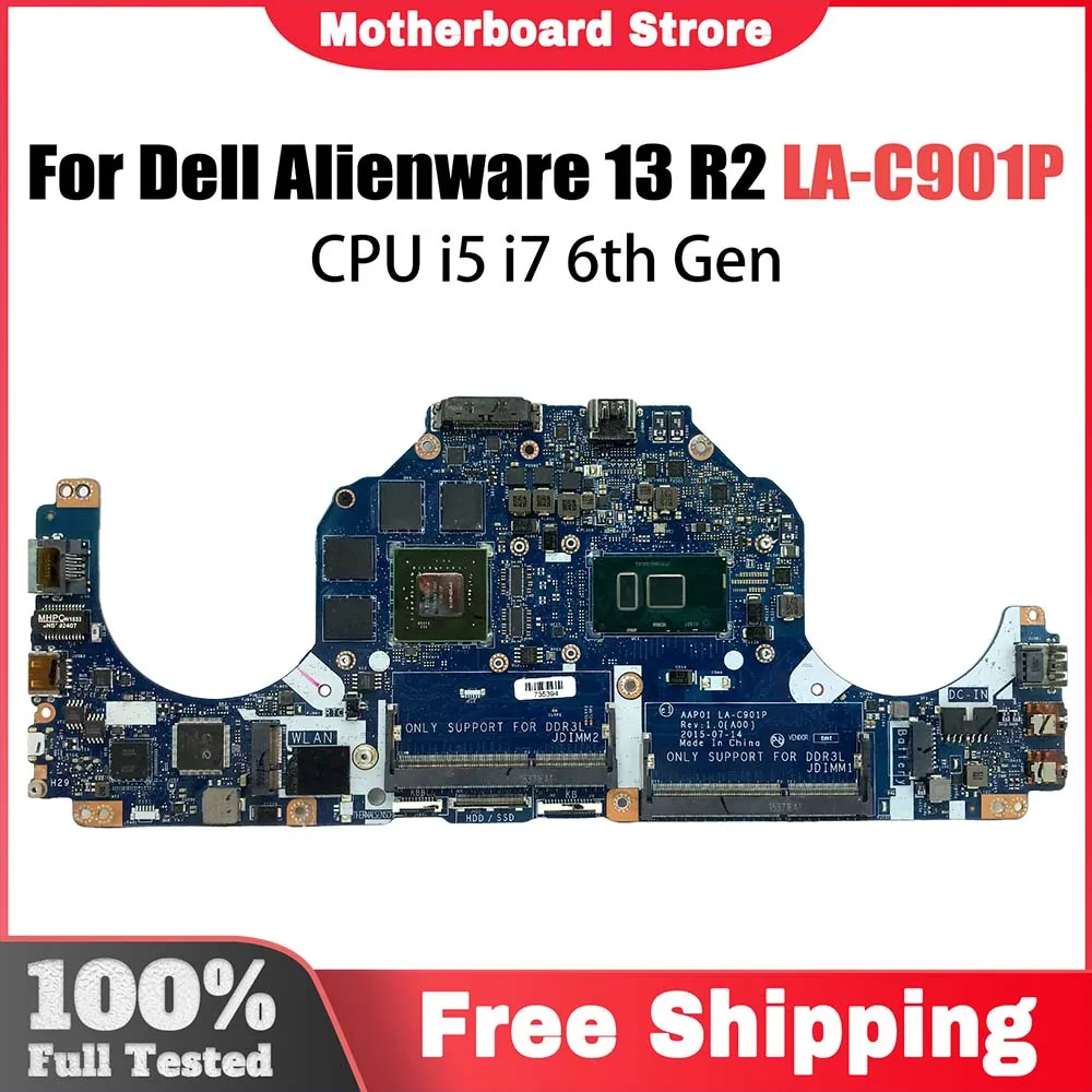 

Computer Mainboard For Dell Alienware 13 R2 CN-0NHYX3 0V3TCJ 0VC62V LA-C901P Laptop Motherboard I5-6200U I7-6500U CPU GTX960M