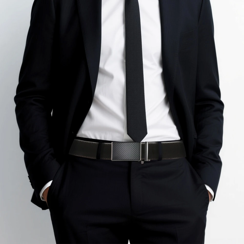 Men's Casual Style Belt PU Leather Belt Main Body Metal Buckle Belt Smooth Buckle Belt High-quality Male Belt