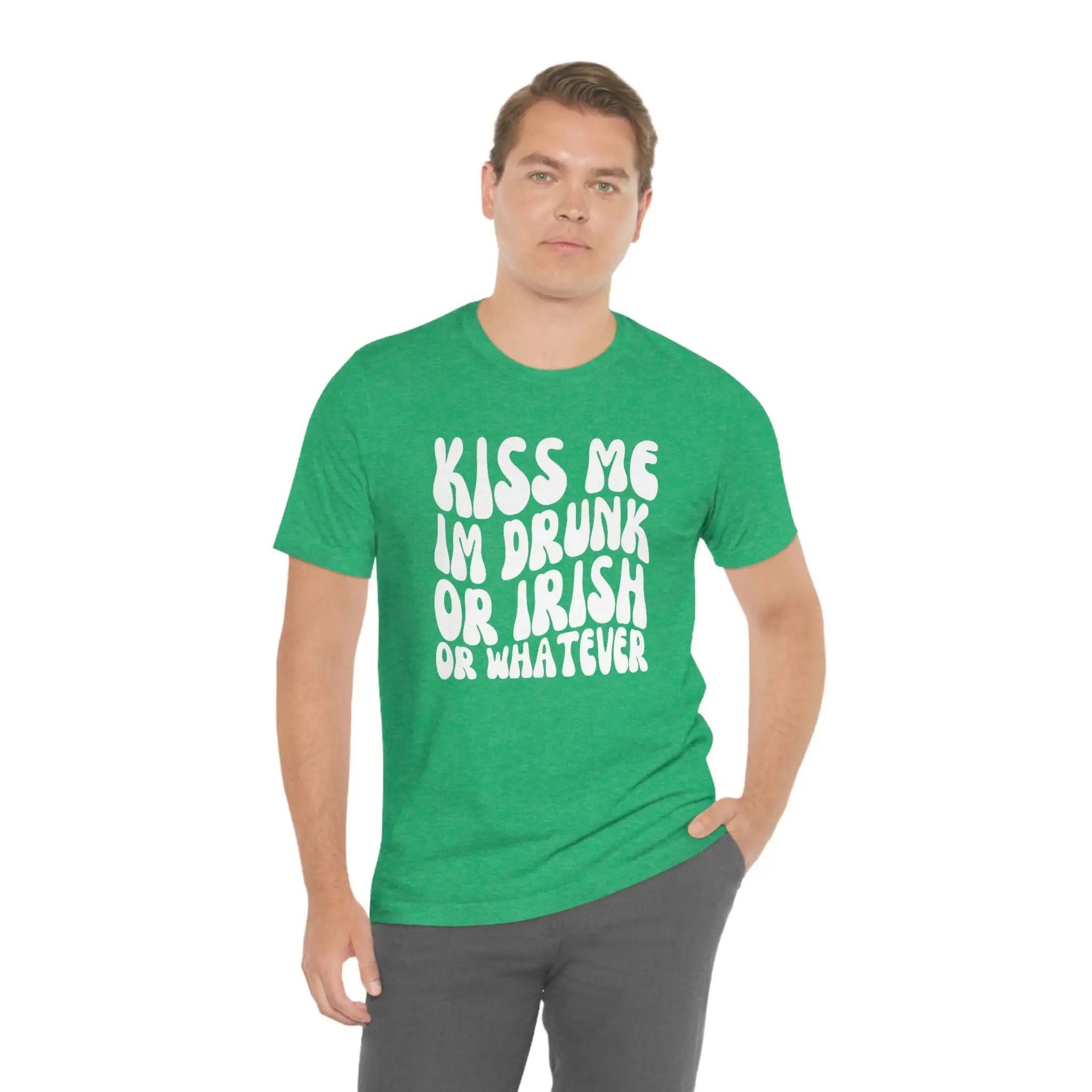 KISS ME I'm Drunk or Irish Whatever St Patricks Day Humor Funny Comical Gag T Shirt Bella canvas 3001