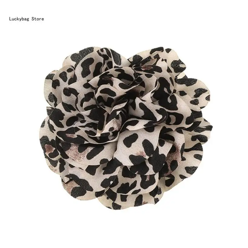 Vintage Leopard Print Camellia Hair Claw Clip Adjustable for Hair Volumes Unique Hairpieces Headwear Styling Accessory