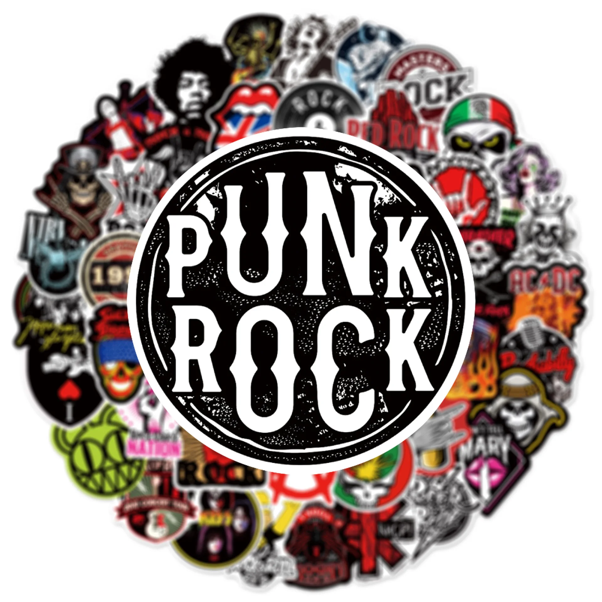 100Pcs Classic Rock Stickers Rock Roll DIY Stickers Scrapbooking Phone Luggage Skateboard Waterproof Decals