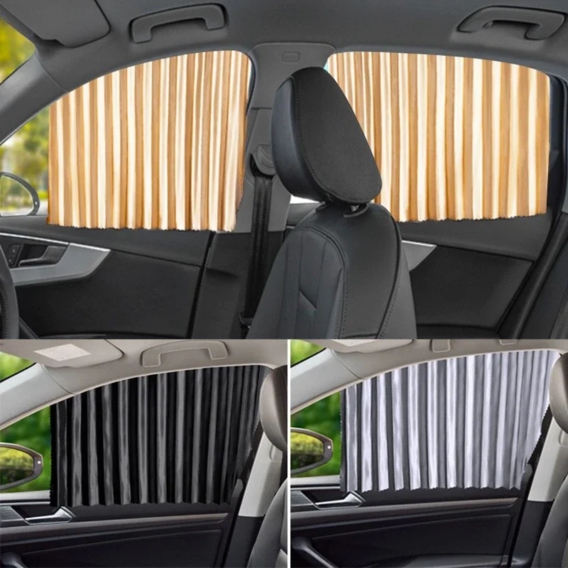 Parasol magnético para ventana lateral de coche, cortina de tela telescópica autoabsorbente con aislamiento térmico