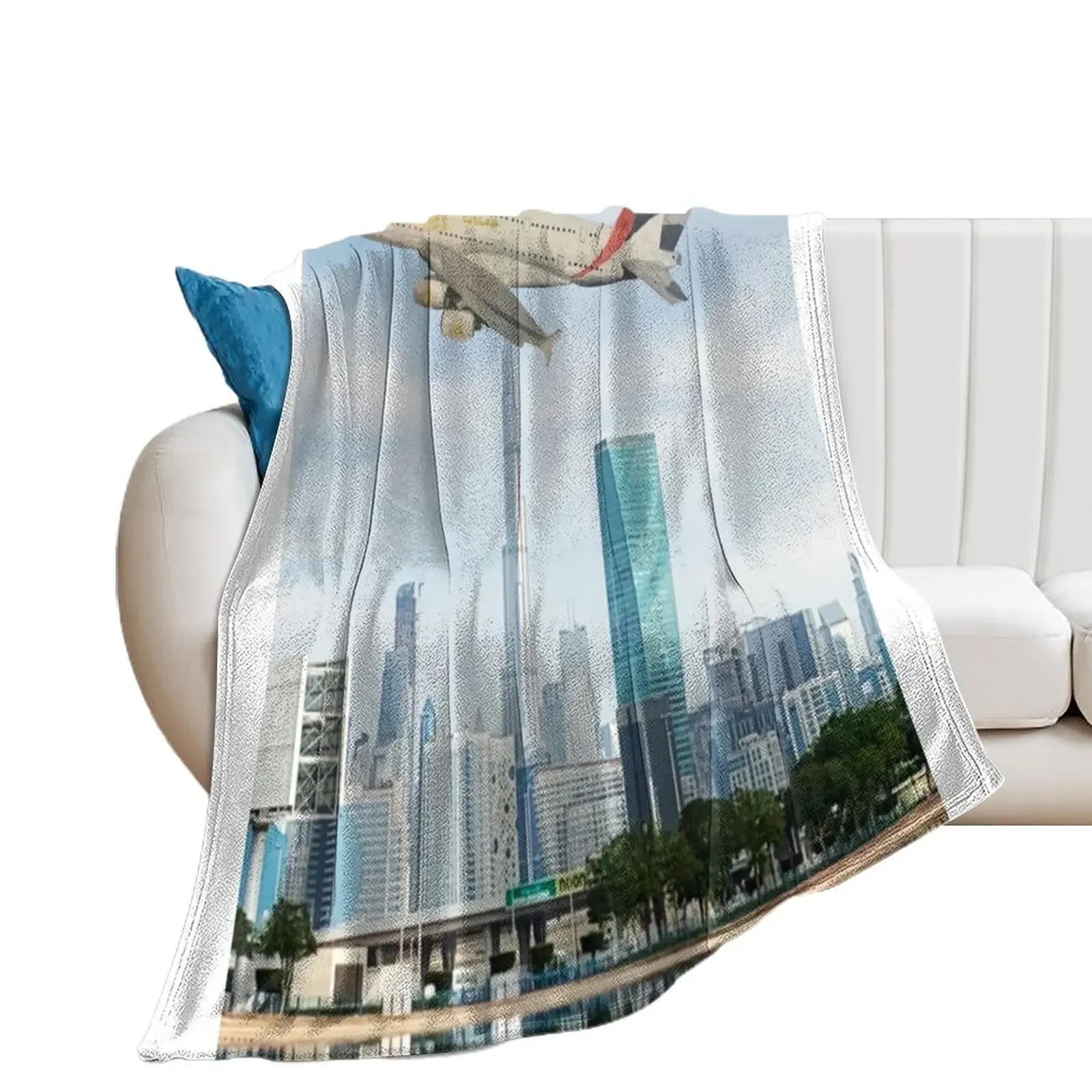 الإمارات ايرباص A380 تحلق فوق دبي رمي بطانية دافئة لفصل الشتاء البطانيات ل أريكة تتحول لسرير لحاف التخييم البطانيات