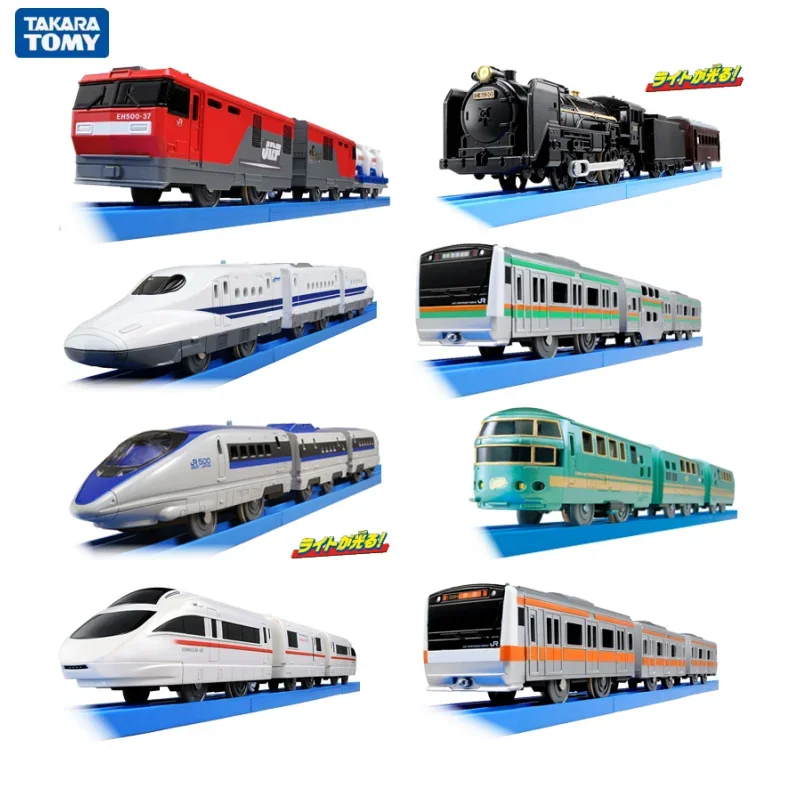 TAKARA TOMY electric track three locomotives Boys toys Electric train bullet train high speed rail transport truck,  boys toys