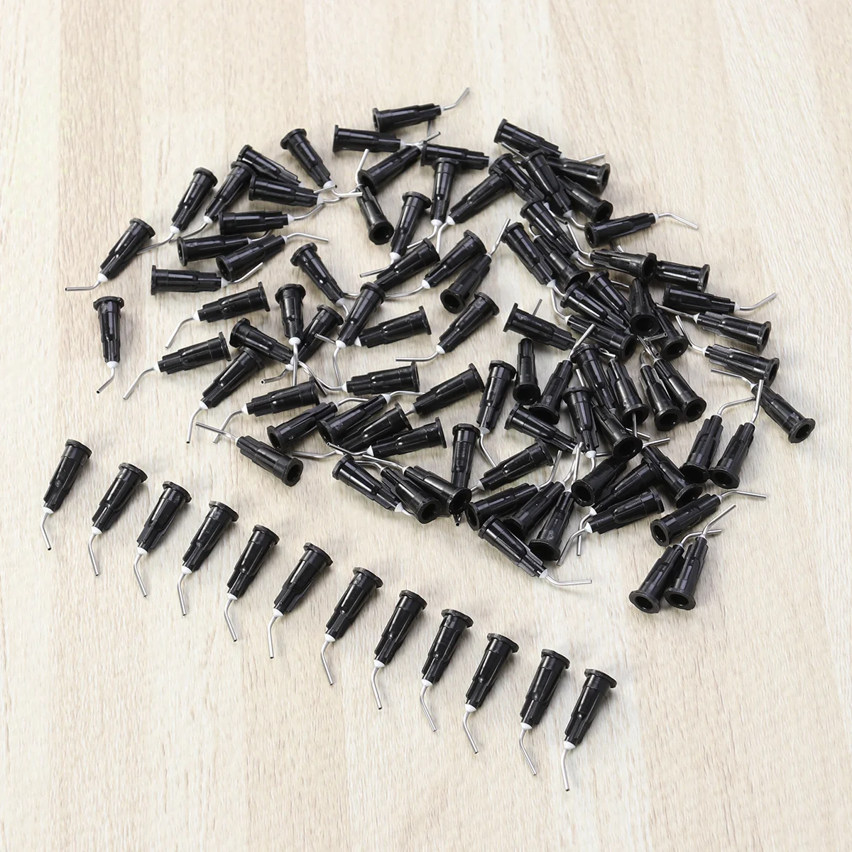 100Pcs Disposable Resin Dental Bent Tips 20g 0.9mm Black Dental Composite Cleaning Tool Oral Surgery Postoperative Care Pet